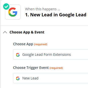 Google Lead Form Extension Trigger